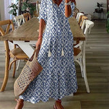 Luna | Pieguļošs Boho A-līnijas Maxi Kleita