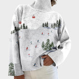 Bernadette | Mākslinieciska drukāta turtlenecks džemperis