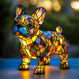 Franču Buldogs - Vitrāžas lampa
