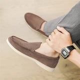 Vīriešu minimālistiski zamša slip-on mokasīni