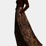 Liliya Vintage Stretch Velvet Komplekts ar Paisley Maxi Svārkiem