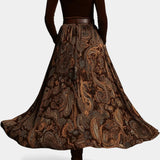 Liliya Vintage Stretch Velvet Komplekts ar Paisley Maxi Svārkiem