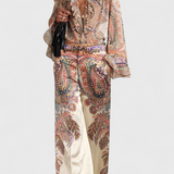 Elegants Paisley Drukas Kompleks ar Šarmantu Ruffles Blūzi