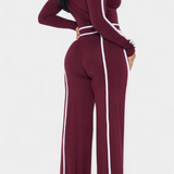 Krystelle Off-Shoulder komplekts ar izteiksmīgiem svītrainiem akcentiem