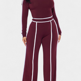 Krystelle Off-Shoulder komplekts ar izteiksmīgiem svītrainiem akcentiem