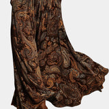 Liliya Vintage Stretch Velvet Komplekts ar Paisley Maxi Svārkiem