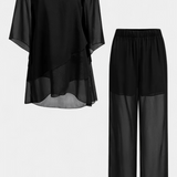 Plūstošs Off-Shoulder Divdaļīgs Kaķa Komplekts