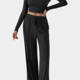 Celaen elastīgas fitnesa viskozes jogas komplekts ar apaļu kaklu