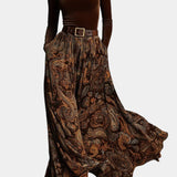 Liliya Vintage Stretch Velvet Komplekts ar Paisley Maxi Svārkiem