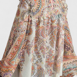 Elegants Paisley Drukas Kompleks ar Šarmantu Ruffles Blūzi