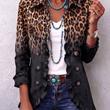 Sabina | Leoparda Ombre Ruffles Blazera Jaka