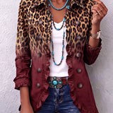 Talia | Leoparda Ombre Ruffles Blazera Jaka